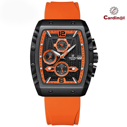 NAVIFORCE 8025 - Orange Quartz Colorful Silicone with Square Case Chronograph Price In Bangladesh
