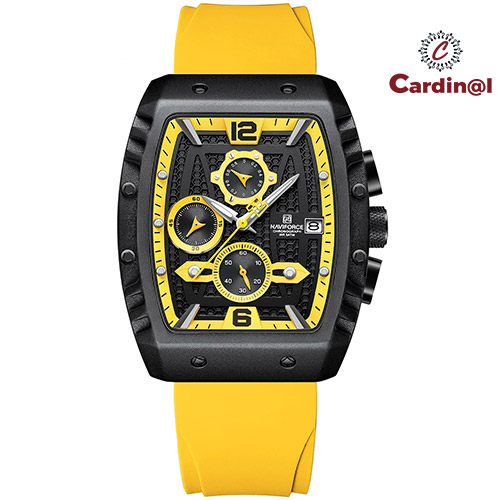 NAVIFORCE 8025 - Yellow Quartz Colorful Silicone with Square Case Chronograph Price In Bangladesh