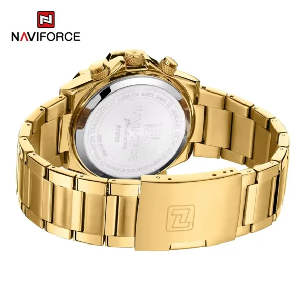 Authentic Naviforce 9207 back case with logo engraving and 3ATM water resistance seal