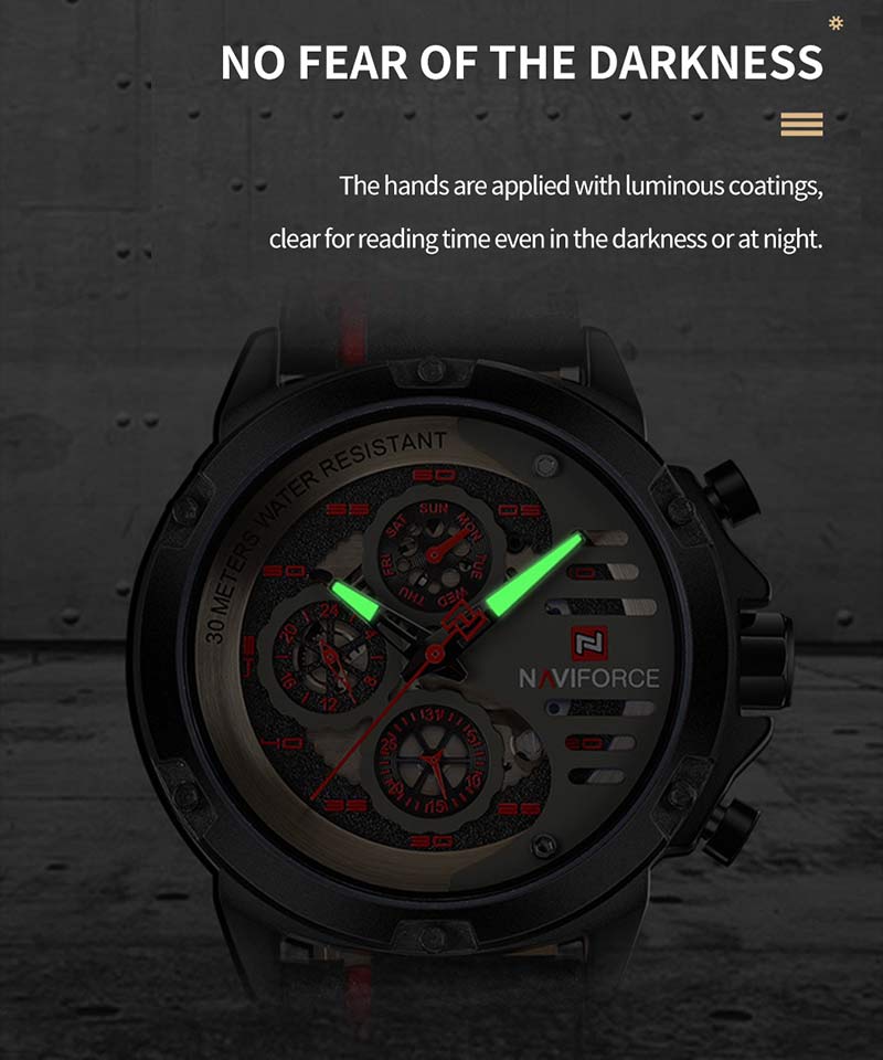 Naviforce 9110 mens watch luminous function