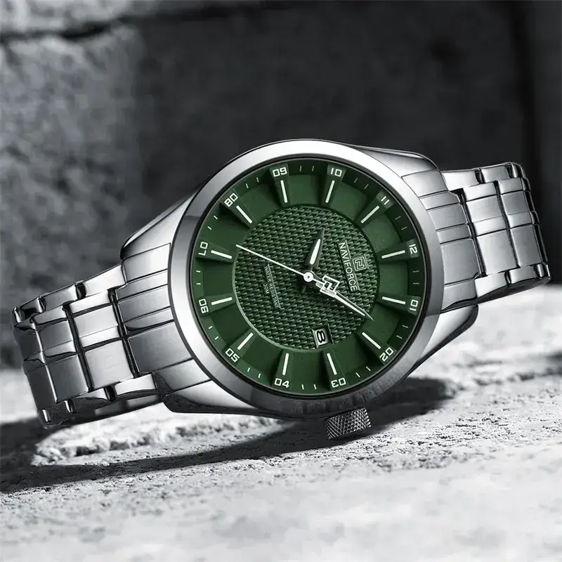 Naviforce 8032 Ch Silver Green For Men 01