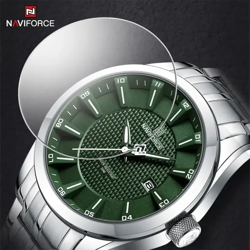 Naviforce 8032 Ch Silver Green For Men 03