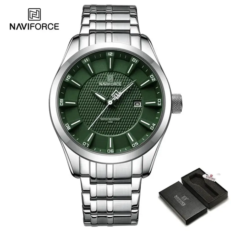 Naviforce 8032 Ch Silver Green For Men Naviforce 8032 Ch Silver Green For Men