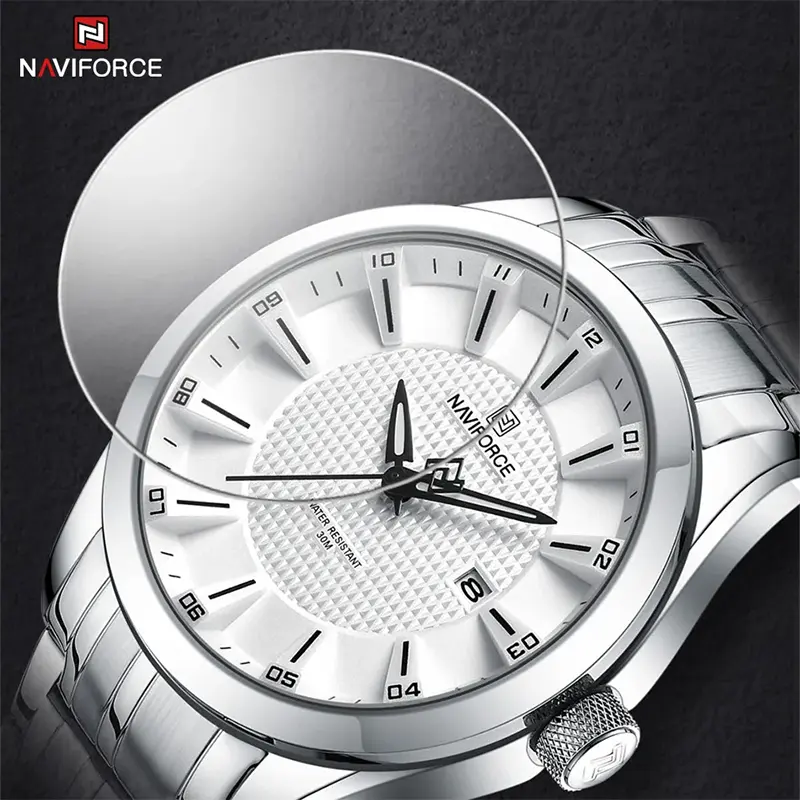 Naviforce 8032 Ch Silver White For Men 01