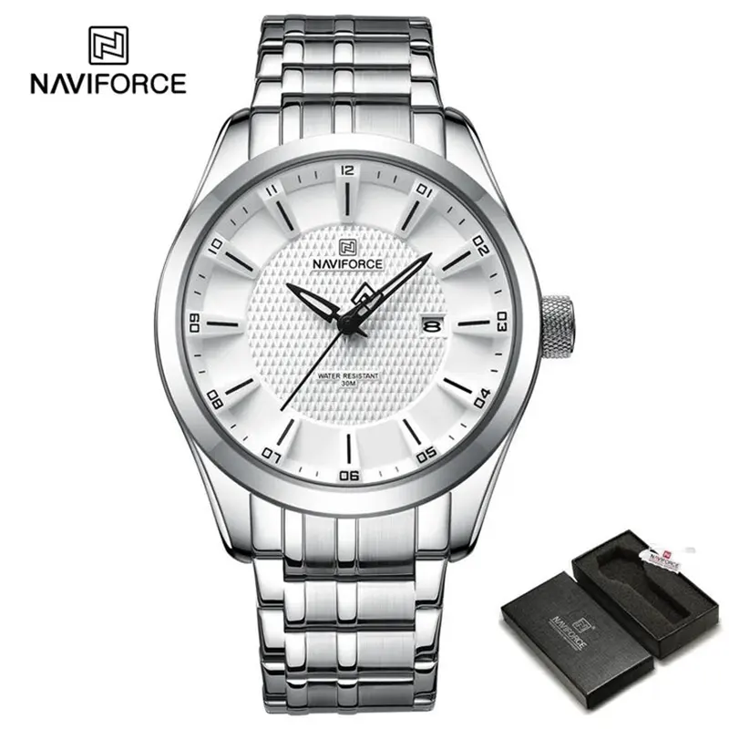 Naviforce 8032 Ch Silver White For Men Naviforce 8032 Ch Silver White For Men