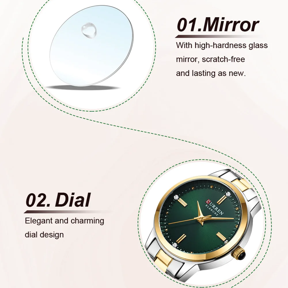 curren 9094 for women gold green 01