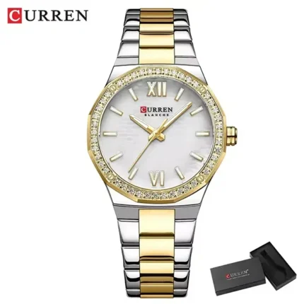 curren 9103 ch for women gold white