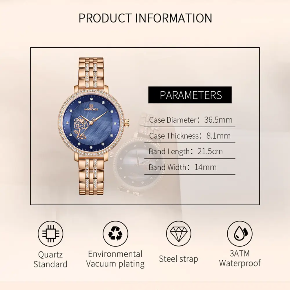 naviforce 5017 Rosegold Blue 04