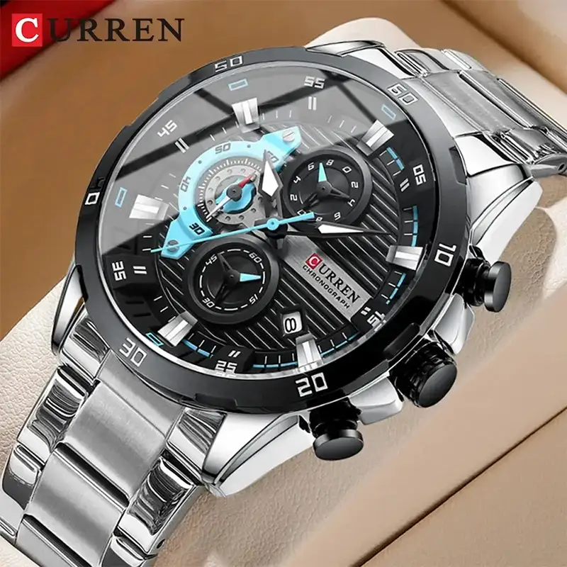 Curren 8402 Silver Black 01