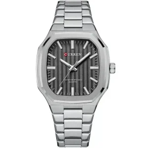 Curren 8458 For Men Silver Black