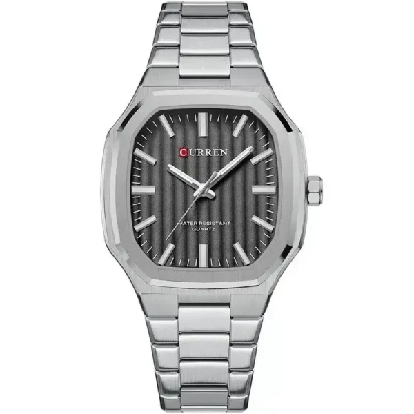 Curren 8458 For Men Silver Black