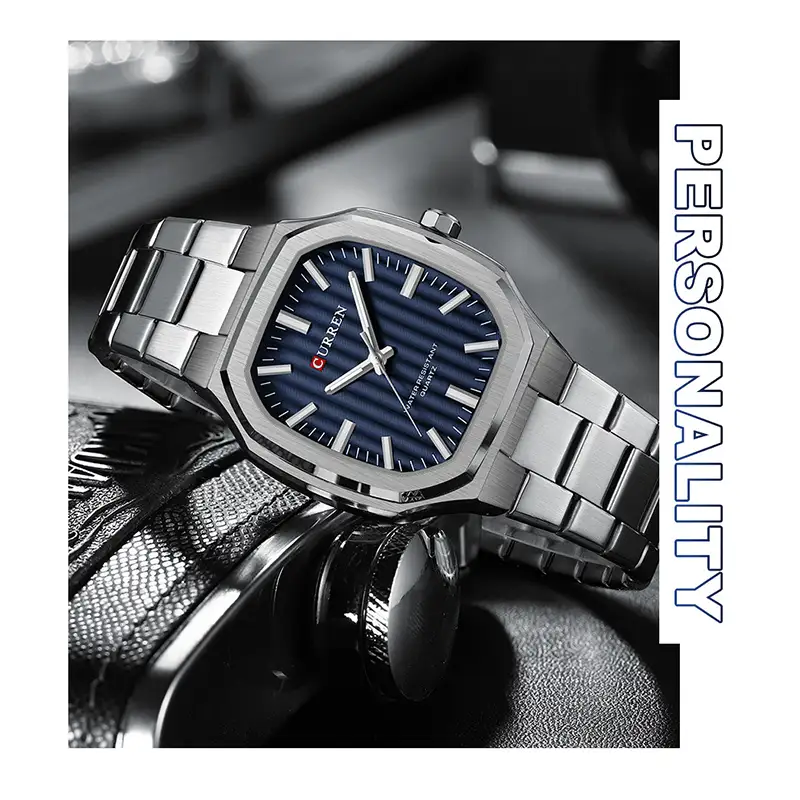 Curren 8458 For Men Silver Blue 01