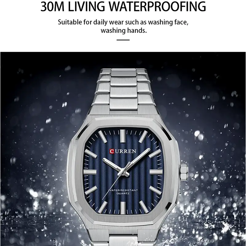 Curren 8458 For Men Silver Blue 02