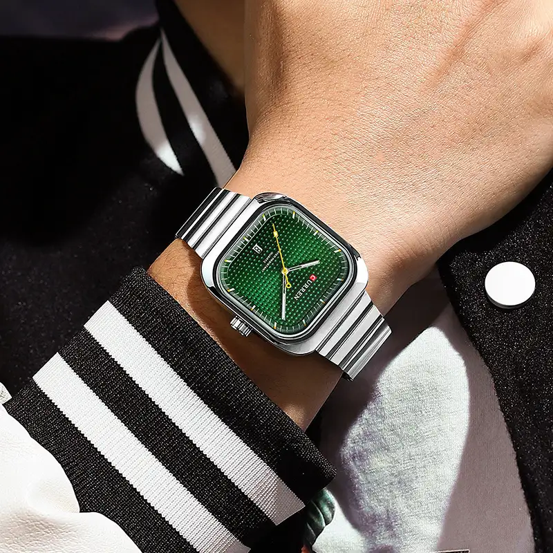 Curren 8460 For Men Silver Green 02