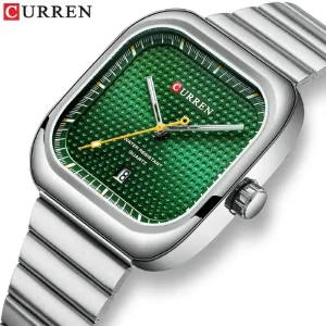 Curren 8460 For Men Silver Green