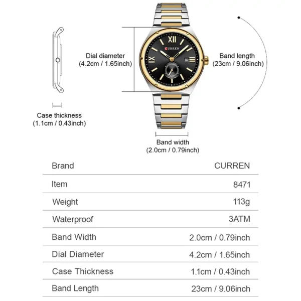 Curren 8471 Ch For Men Silver Gold Black details