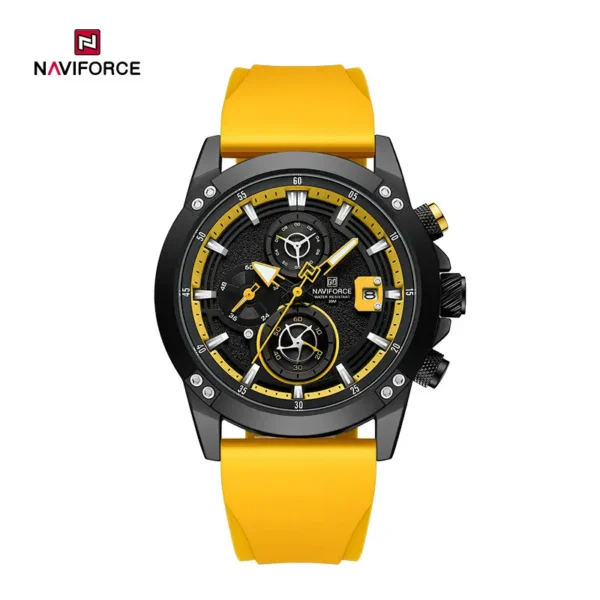 Naviforce 8033 Yellow Leather Men's Watch Price in BD - Original Front View