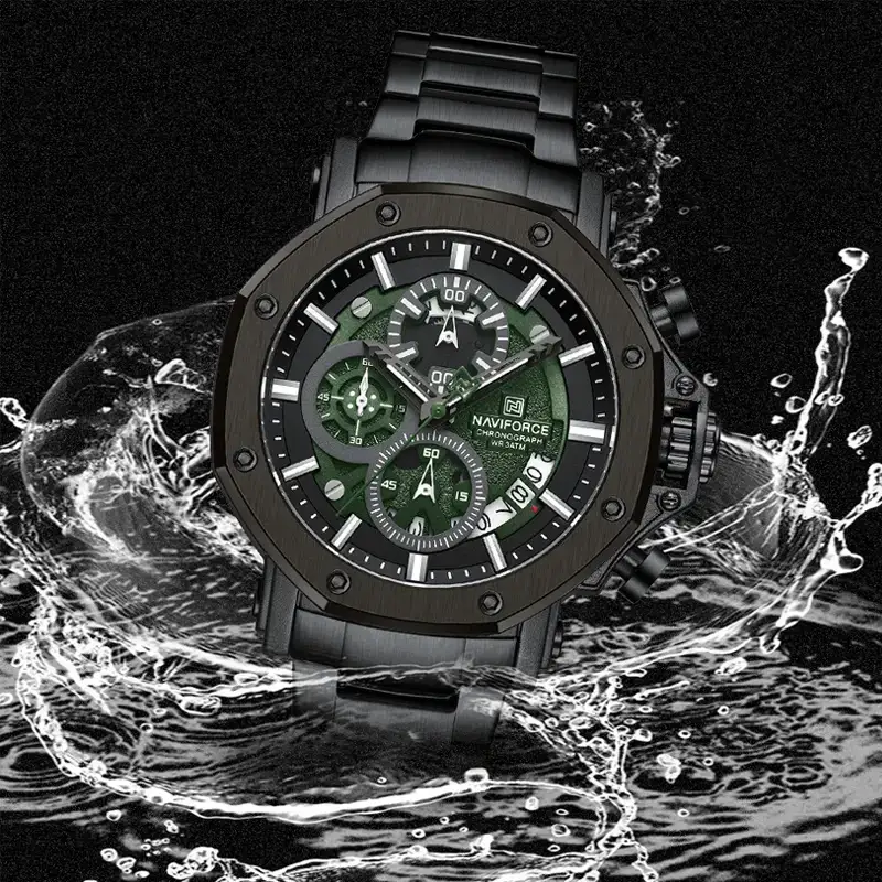 Naviforce 8065 Ch Black Green For Men 01