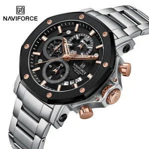 Naviforce 8065 Ch Silver Rose Black For Men 01