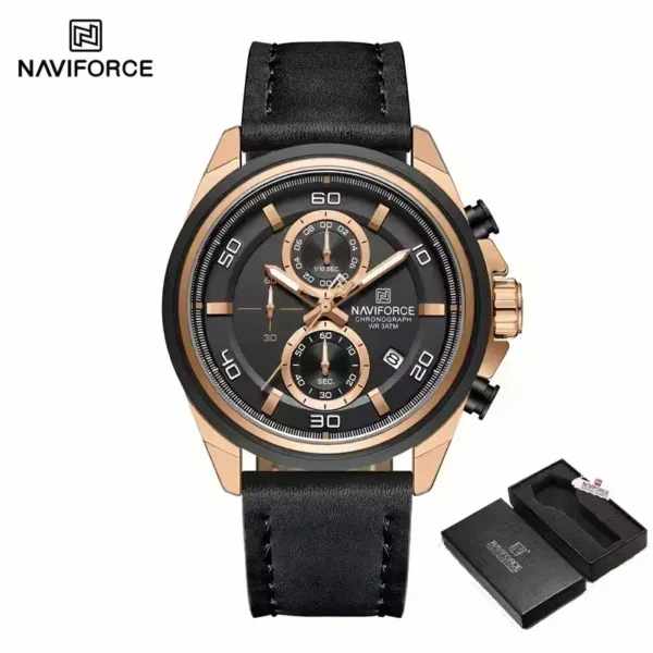 Naviforce 8075 For Men Black Rose Watch Price in BD - Original Front View