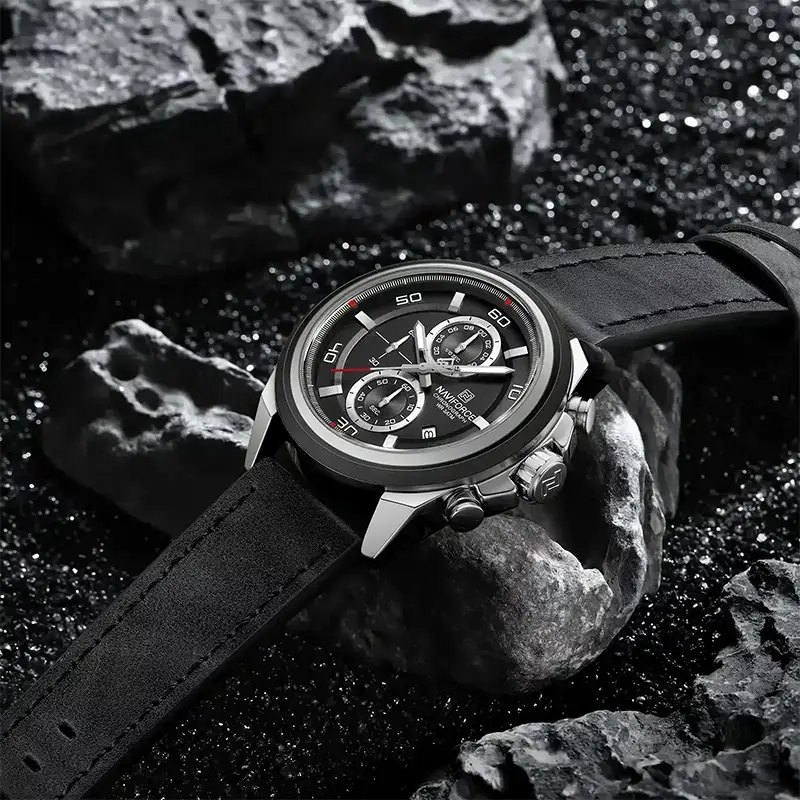 Naviforce 8076 For Men Silver Black 01