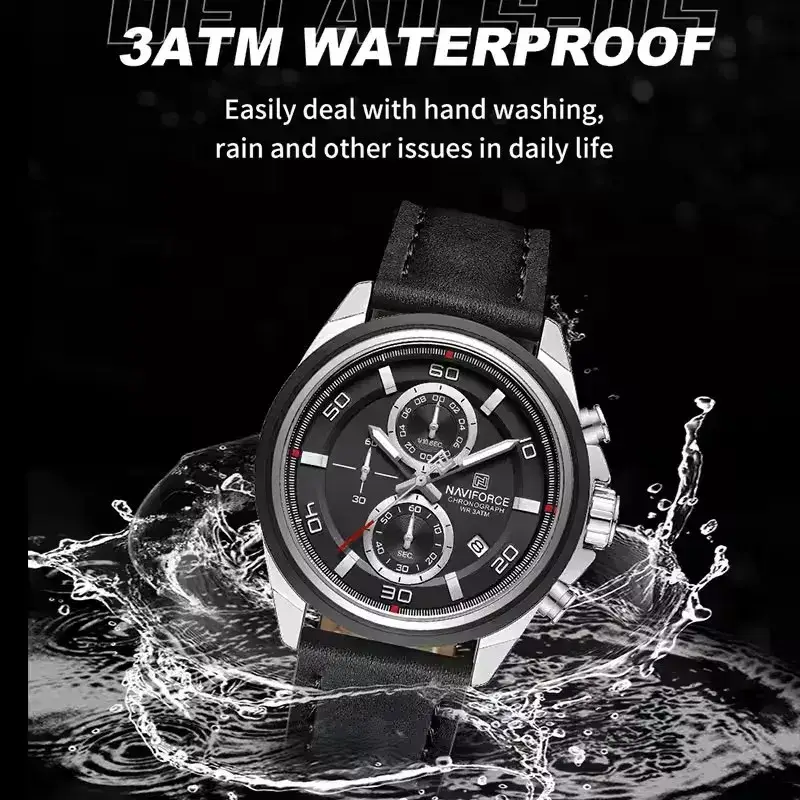 Naviforce 8076 For Men Silver Black 03