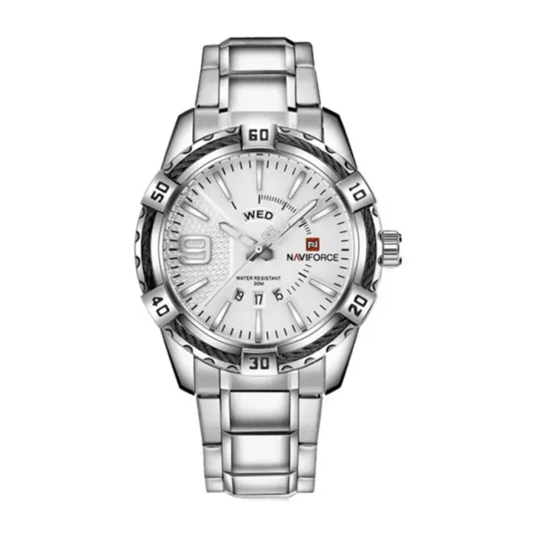 Naviforce 9117 CH Silver Dual Display Watch Front View