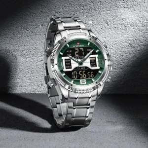 Naviforce 9201 Ch Silver Green 01
