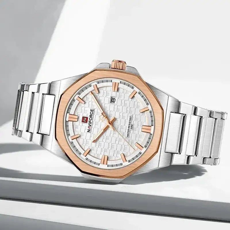 Naviforce 9245 Ch Silver Gold White For Men 02