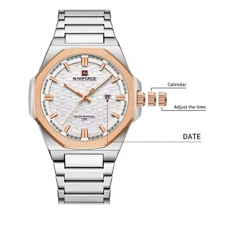 Naviforce 9245 Ch Silver Gold White For Men 03