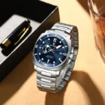 Poedagar 873 CH For Men Silver Blue 01