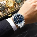Poedagar 873 CH For Men Silver Blue 02