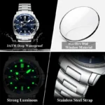 Poedagar 873 CH For Men Silver Blue 04